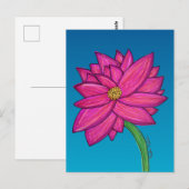 青い背景のフクシアピンクの花 ポストカード (正面/裏面)