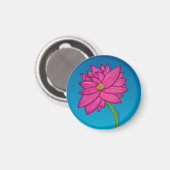 青い背景のフクシアピンクの花 マグネット (正面/裏面)