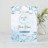 青い背景のフローラ誕生日の招待 招待状 (スタンド正面)