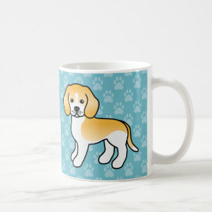 青い背景のレモン色のコートのビーグル犬のキャラクター コーヒーマグカップ