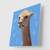 青い背景のヴィクーニャの自己像 スクエア壁時計 (傾斜)