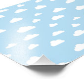 青い背景の上の白い漫画の雲のパターン フォトプリント            (角)