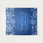 青い背景の企業のエレガントな冬の輝き タペストリー (正面(横))