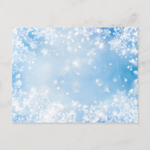 青い背景の冬の上に白い雪 ポストカード