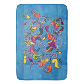 青い背景の北鳥 バスマット (正面縦)