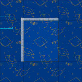 青い背景の卒業キャップトス ファブリック (タイル)