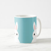青い背景の可愛いバンニーMug コーヒーマグカップ (正面右)