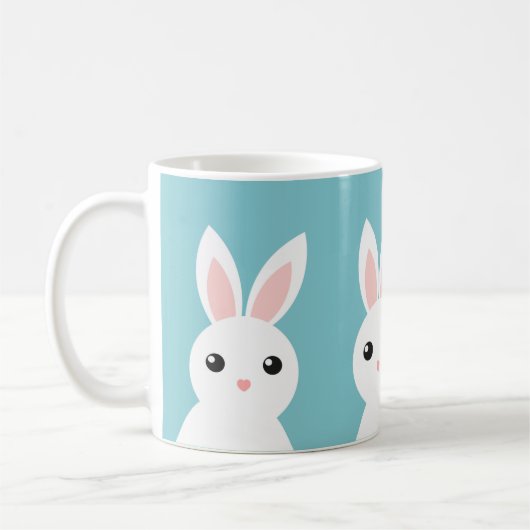 青い背景の可愛いバンニーMug コーヒーマグカップ (左)