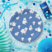 青い背景の可愛い漫画の羊 ペーパープレート (パーティー)