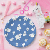 青い背景の可愛い漫画の羊 ペーパープレート (パーティー)