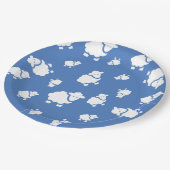 青い背景の可愛い漫画の羊 ペーパープレート (アングル)