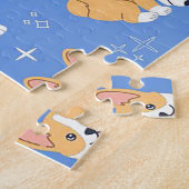 青い背景の可愛い犬 ジグソーパズル (側面)