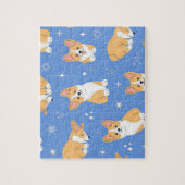 青い背景の可愛い犬 ジグソーパズル (縦)