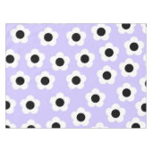 青い背景の可愛い白黒の花 テーブルクロス (正面(横))