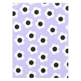 青い背景の可愛い白黒の花 テーブルクロス