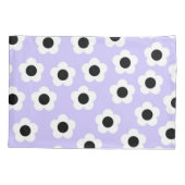 青い背景の可愛い白黒の花 枕カバー (裏面)