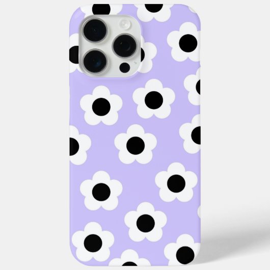 青い背景の可愛い白黒の花 Case-Mate iPhoneケース (裏面)