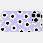 青い背景の可愛い白黒の花 Case-Mate iPhoneケース (裏面 (横))