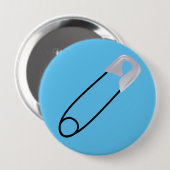 青い背景の安全ピン 缶バッジ (正面&裏面)