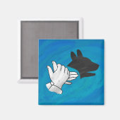 青い背景の影の犬 マグネット (正面/裏面)