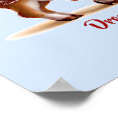 青い背景の愛らしい子鹿 - 赤ちゃん鹿の名前テキストを追加 ポスター (角)