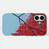 青い背景の抽象的な赤い木の葉 Case-Mate iPhoneケース (裏面 (横))