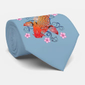 青い背景の日本のなコイ ネクタイ (ロール)