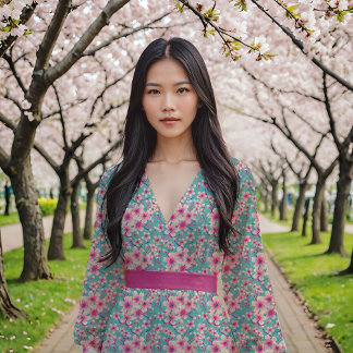 青い背景の桜 ファブリック