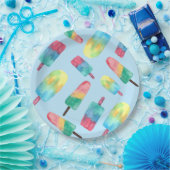 青い背景の水の色のポプリカラフルクル ペーパープレート (パーティー)