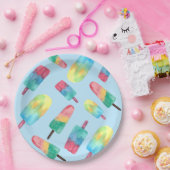 青い背景の水の色のポプリカラフルクル ペーパープレート (パーティー)