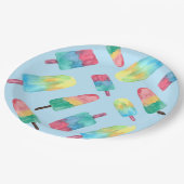 青い背景の水の色のポプリカラフルクル ペーパープレート (アングル)