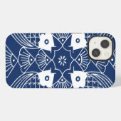 青い背景の水中魚デザイン iPhoneケース (裏面横)