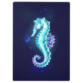 青い背景の水晶アイスシーホース クリップボード (裏面)