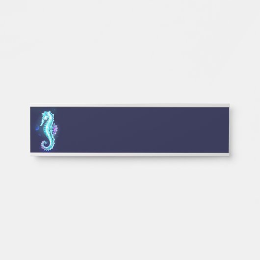 青い背景の水晶アイスシーホース サインプレート (正面)