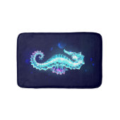 青い背景の水晶アイスシーホース バスマット (正面)
