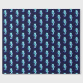 青い背景の水晶アイスシーホース ラッピングペーパー (フラット)