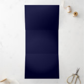 青い背景の水晶アイスシーホース 三つ折りクリスマスカード (内部)