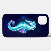 青い背景の水晶アイスシーホース Case-Mate iPhoneケース (裏面 (横))