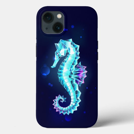 青い背景の水晶アイスシーホース Case-Mate iPhoneケース (裏面)
