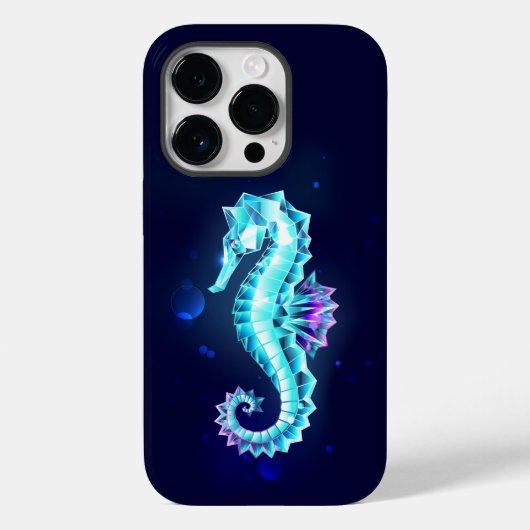 青い背景の水晶アイスシーホース Case-Mate iPhoneケース (裏面)