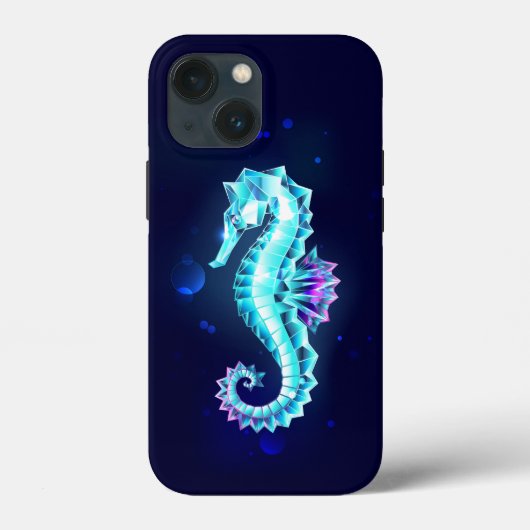 青い背景の水晶アイスシーホース Case-Mate iPhoneケース (裏面)