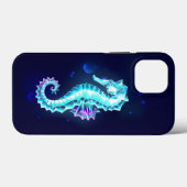 青い背景の水晶アイスシーホース Case-Mate iPhoneケース (裏面 (横))