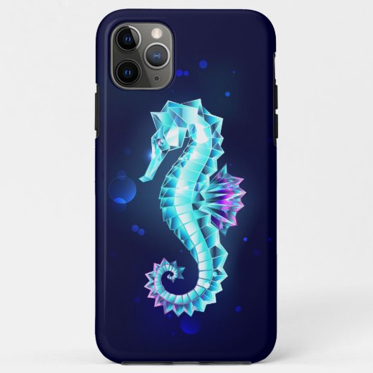 青い背景の水晶アイスシーホース Case-Mate iPhoneケース (裏面)