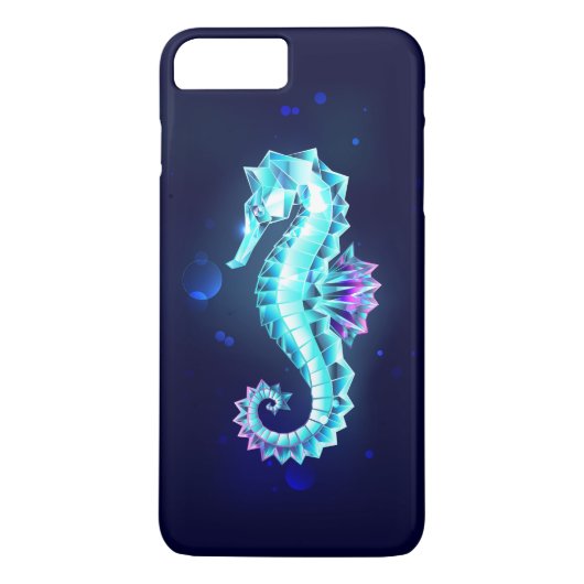 青い背景の水晶アイスシーホース Case-Mate iPhoneケース (裏面)