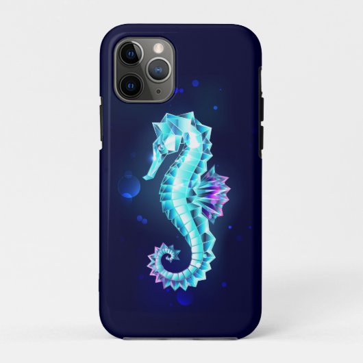 青い背景の水晶アイスシーホース Case-Mate iPhoneケース (裏面)