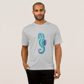 青い背景の水晶アイスシーホース Tシャツ (正面フル)