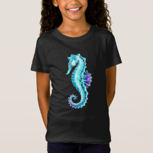 青い背景の水晶アイスシーホース Tシャツ