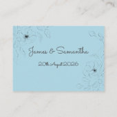 青い背景の淡い色のAnemone~フラット プレイスカード (裏面)