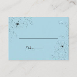 青い背景の淡い色のAnemone~フラット プレイスカード