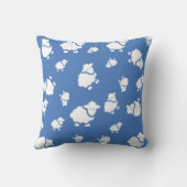 青い背景の漫画の羊 クッション (裏面)